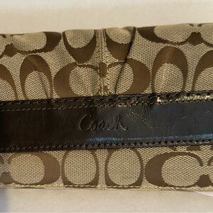 Coach Signature Brown and Tan Wristlet NWOT